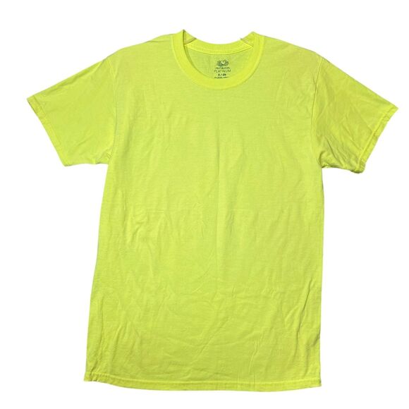 Fruit of the Loom Shirt Women's Small Neon Yellow Platinum Crew Short Sleeve Tee - Picture 8 of 9